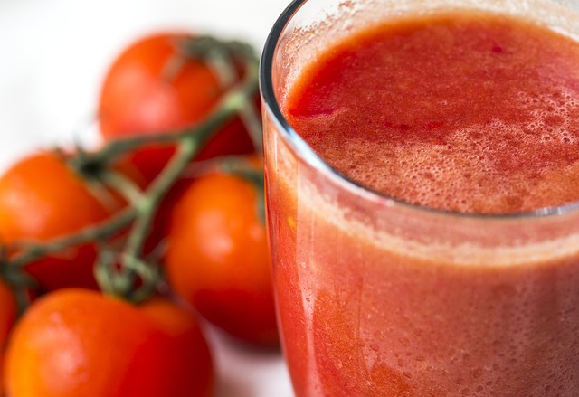 Glass of fresh made tomato juice